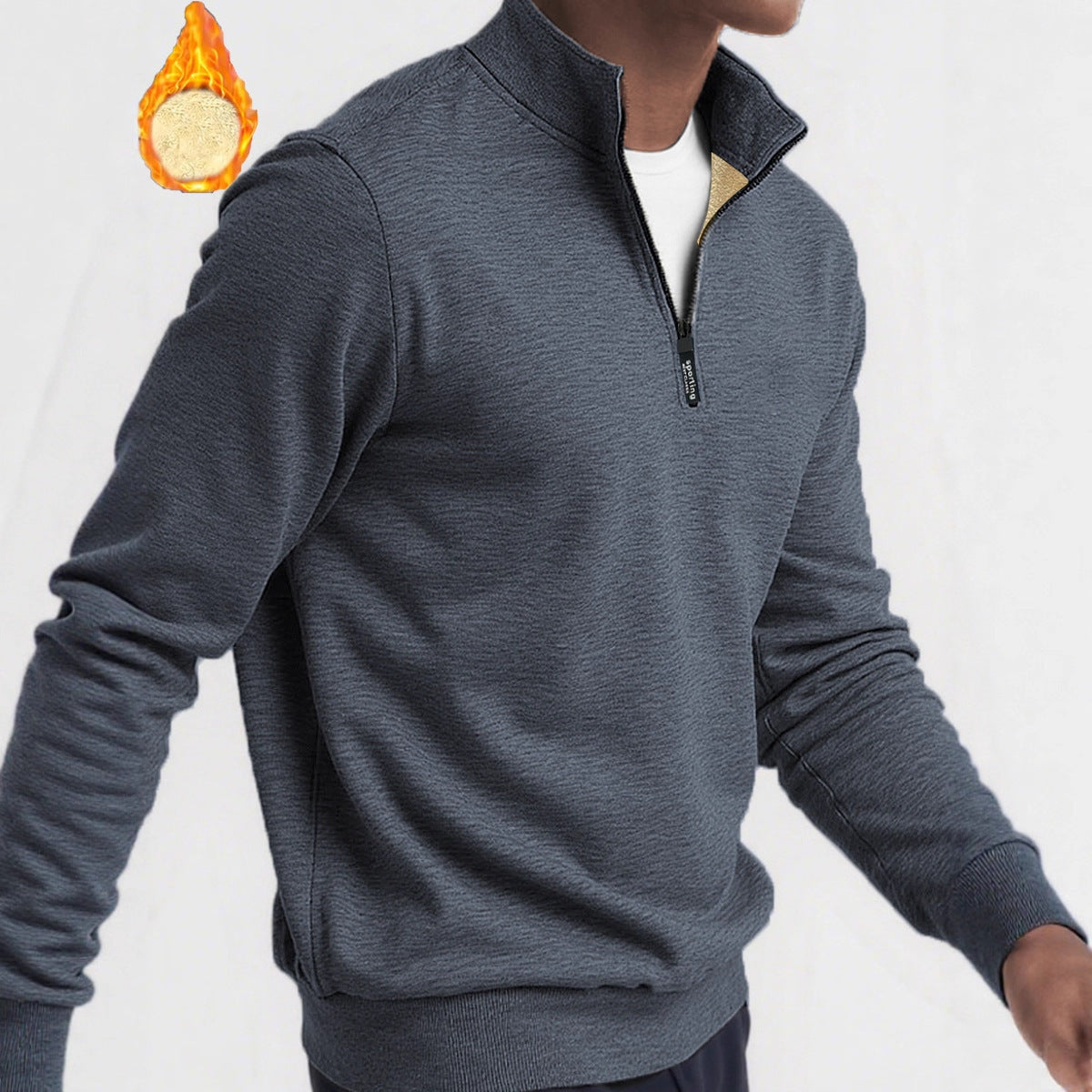 Hoody Placket Zipper Design Solid Color Turtleneck Coat