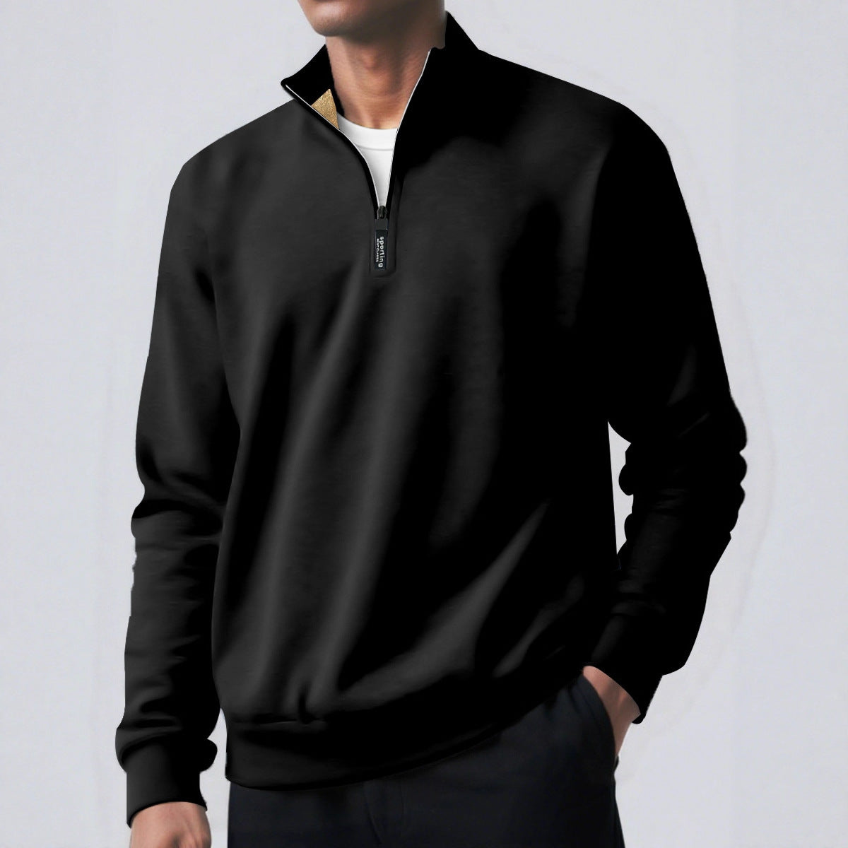 Hoody Placket Zipper Design Solid Color Turtleneck Coat