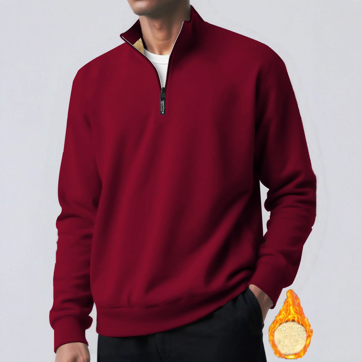 Hoody Placket Zipper Design Solid Color Turtleneck Coat