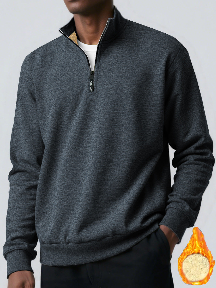 Hoody Placket Zipper Design Solid Color Turtleneck Coat
