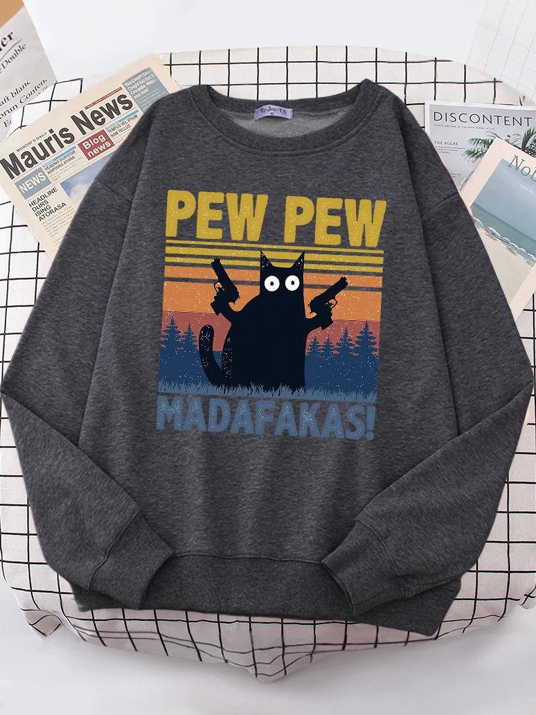 Cartoons Cat Pew Pew Madafakas Funny Hoodies