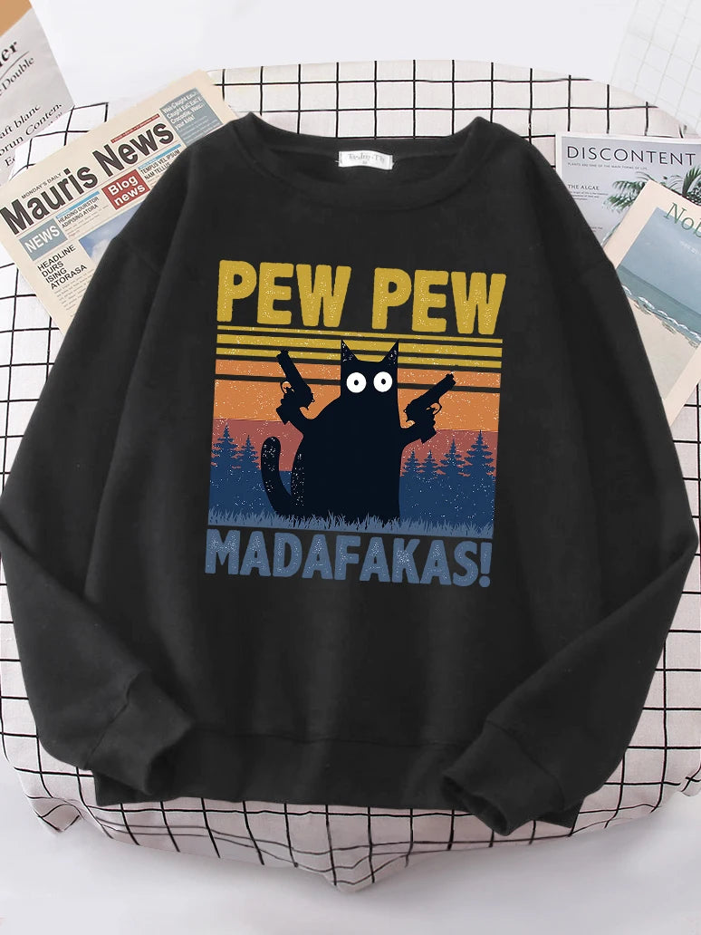 Cartoons Cat Pew Pew Madafakas Funny Hoodies