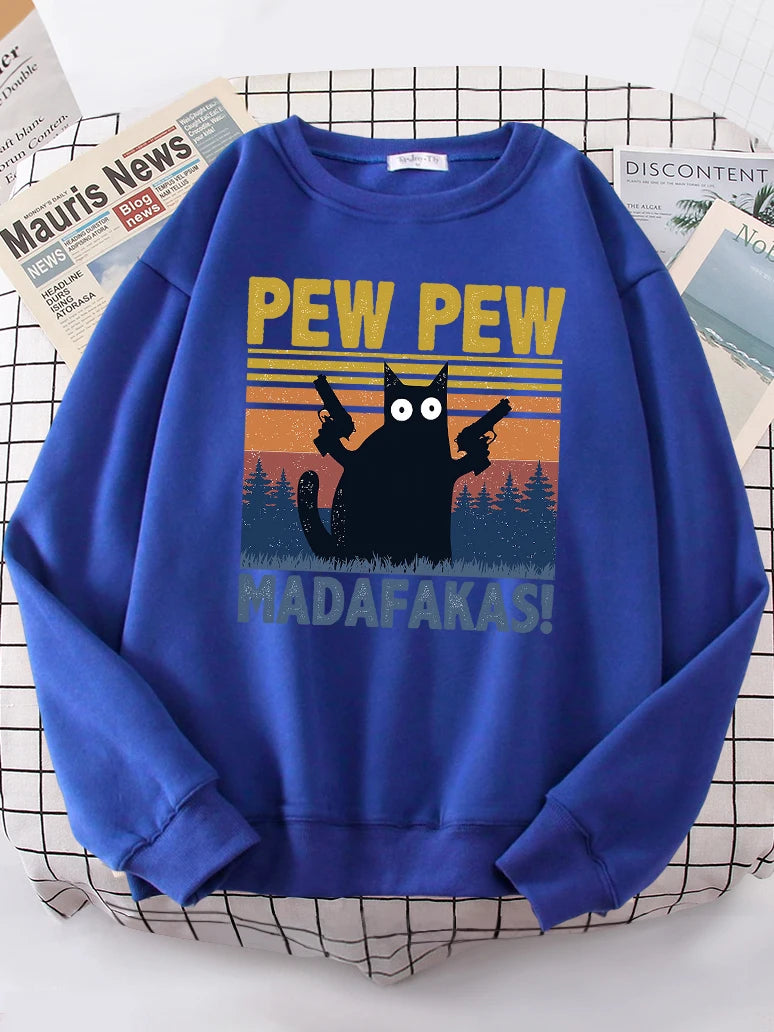 Cartoons Cat Pew Pew Madafakas Funny Hoodies