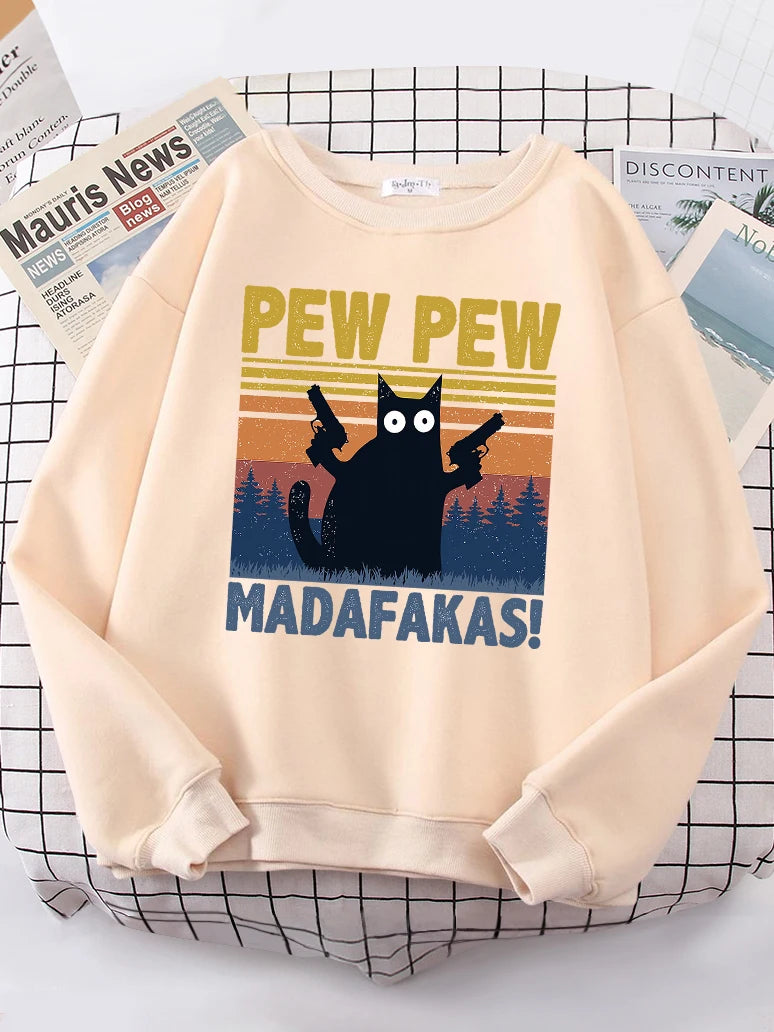 Cartoons Cat Pew Pew Madafakas Funny Hoodies