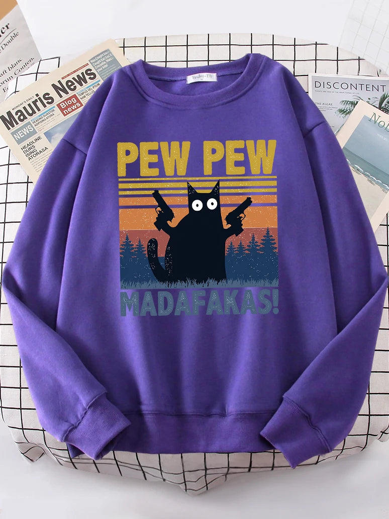 Cartoons Cat Pew Pew Madafakas Funny Hoodies