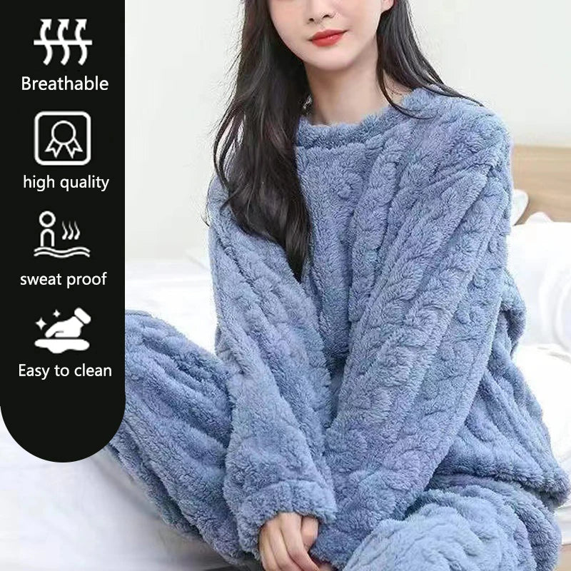 Thickened Warm Autumn and Winter Flannel Pajamas