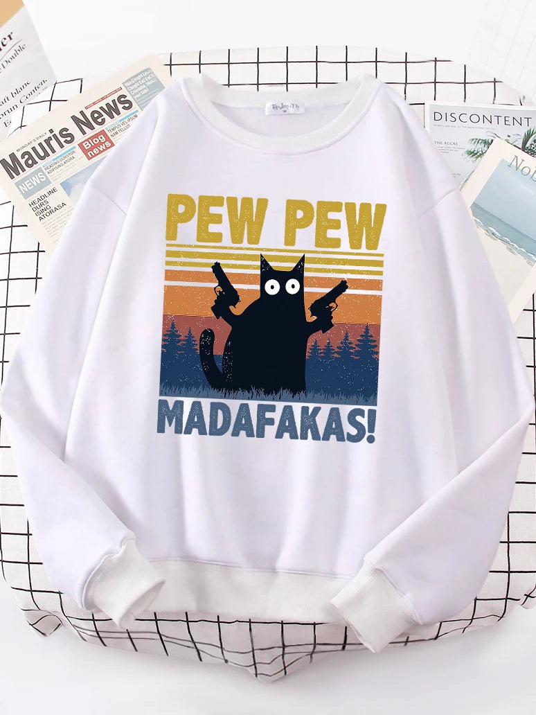 Cartoons Cat Pew Pew Madafakas Funny Hoodies