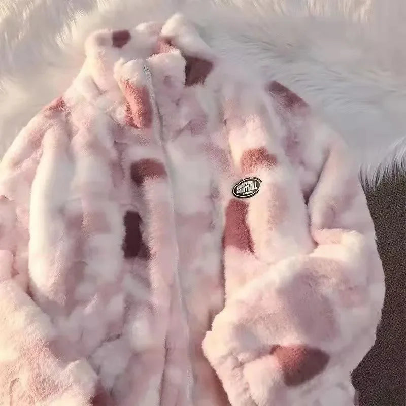 Women’s Tie Dye Fleece Jacket – Warm Plush