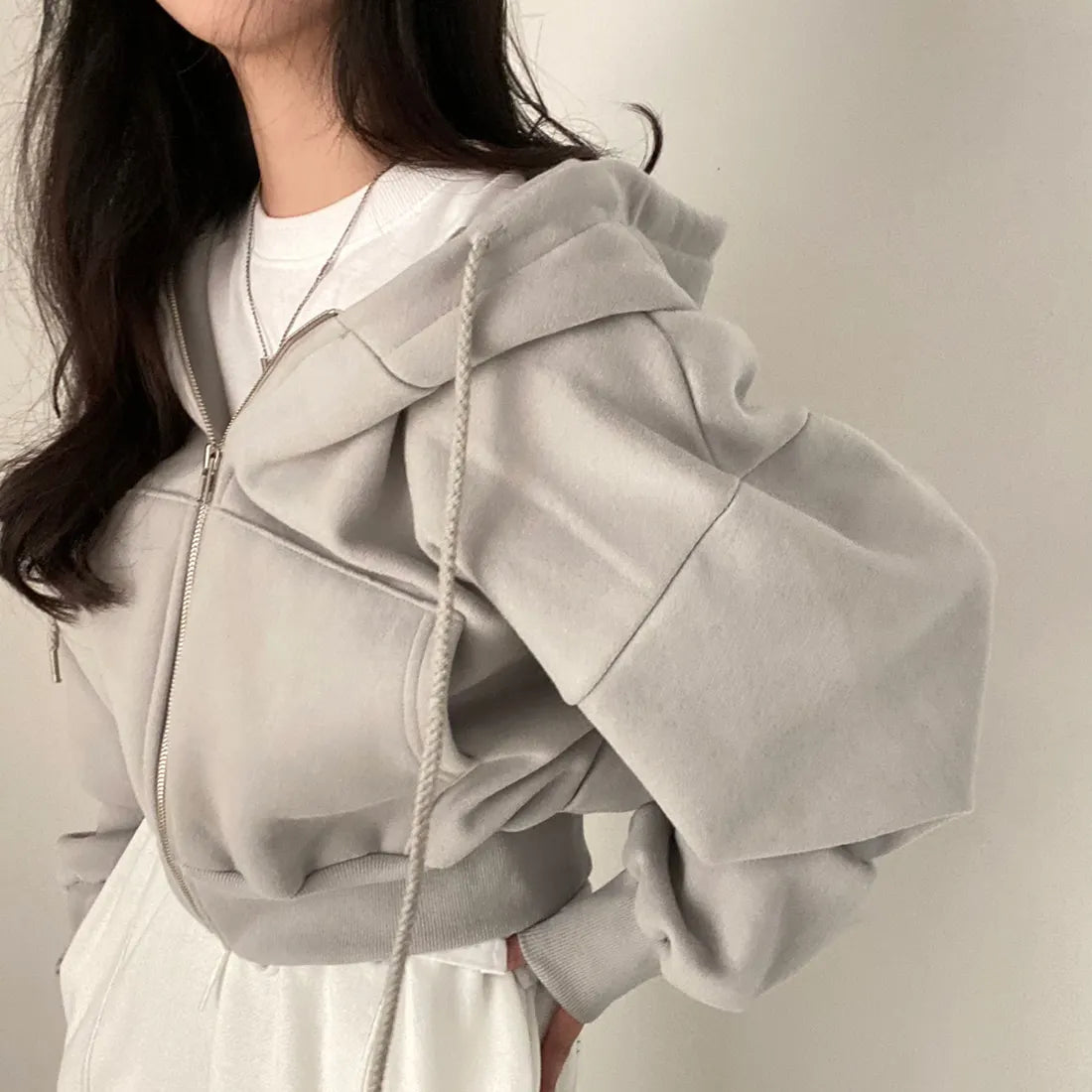 Casual Hood Sweatshirt Women Y2K Zip Up Hoodies