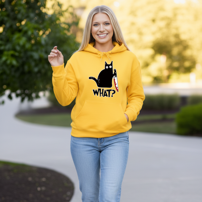 Cute Cat Print Hoodie for Woman