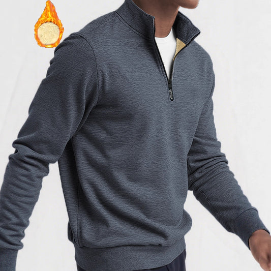 Hoody Placket Zipper Design Solid Color Turtleneck Coat
