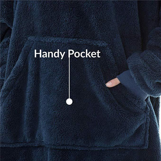 Hoodie Sweatshirt With Fleece Thicker Wearable Blanket
