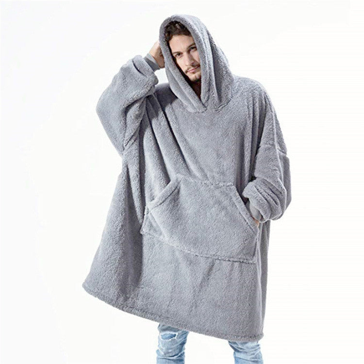 Hoodie Sweatshirt With Fleece Thicker Wearable Blanket