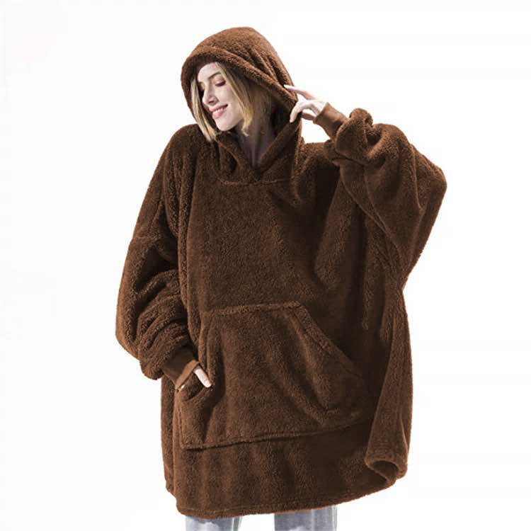 Hoodie Sweatshirt With Fleece Thicker Wearable Blanket