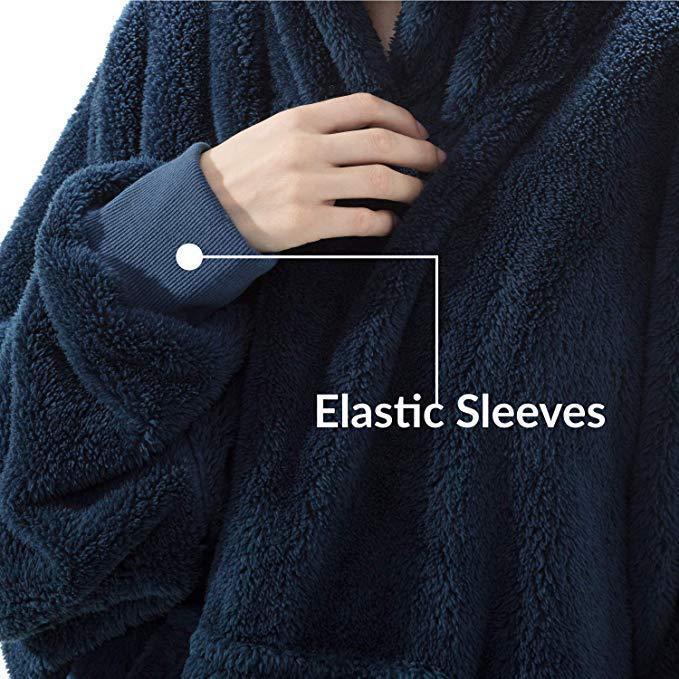 Hoodie Sweatshirt With Fleece Thicker Wearable Blanket