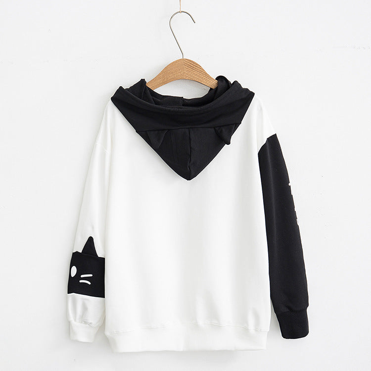 Bearded Cat Hooded Student Sweatshirt