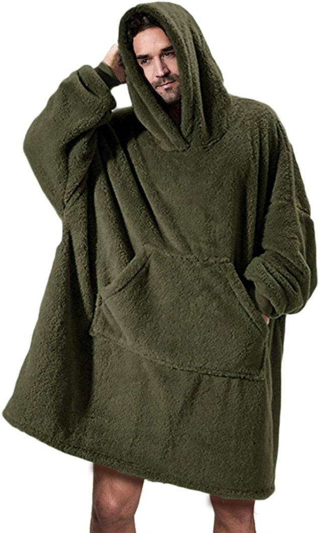 Hoodie Sweatshirt With Fleece Thicker Wearable Blanket