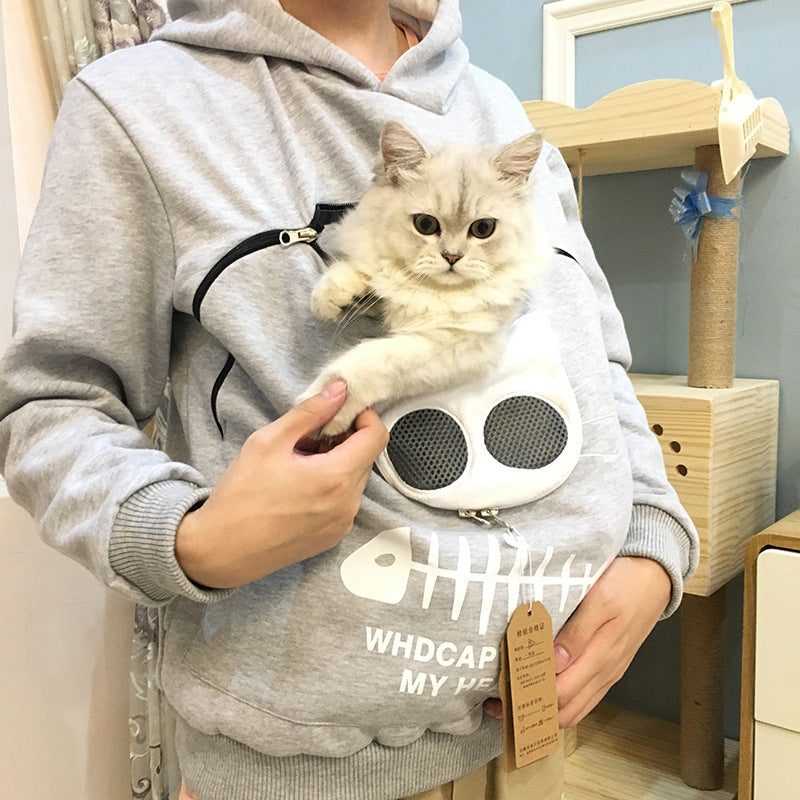 Women Hoodie Sweatshirt With Cat Pet Pocket Design