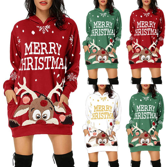 Christmas Women's Hooded Long Sleeve Sweatshirt
