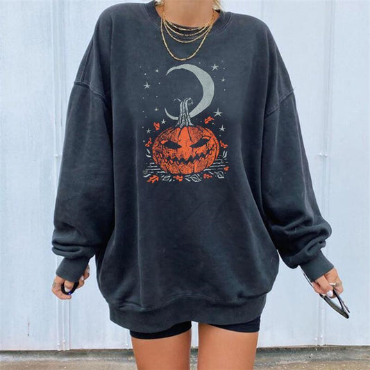 Women Pumpkin Halloween print sweatshirt