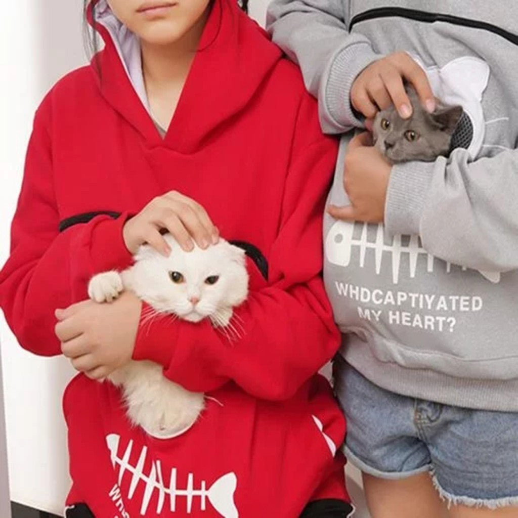 Women Hoodie Sweatshirt With Cat Pet Pocket Design
