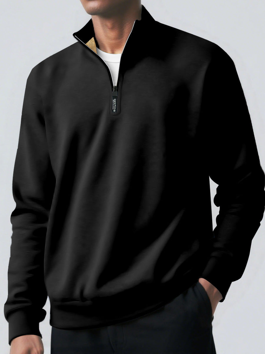 Hoody Placket Zipper Design Solid Color Turtleneck Coat