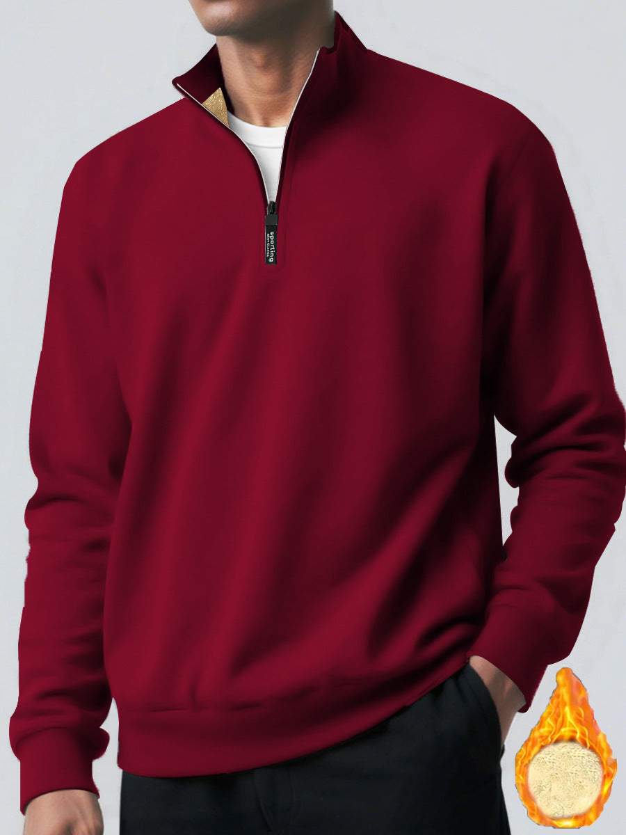 Hoody Placket Zipper Design Solid Color Turtleneck Coat