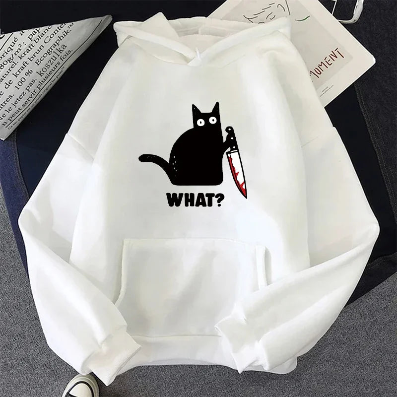 Cute Cat Print Hoodie for Woman