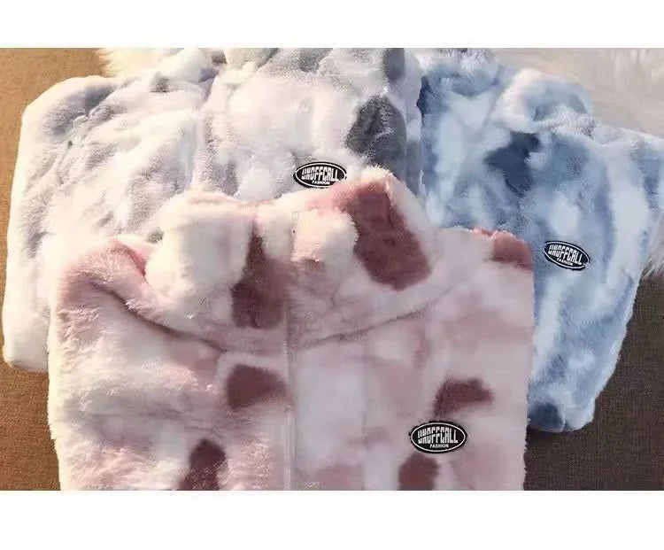 Women’s Tie Dye Fleece Jacket – Warm Plush