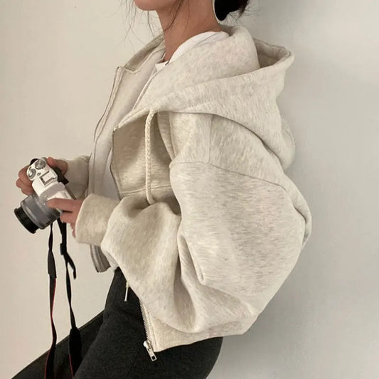 Casual Hood Sweatshirt Women Y2K Zip Up Hoodies