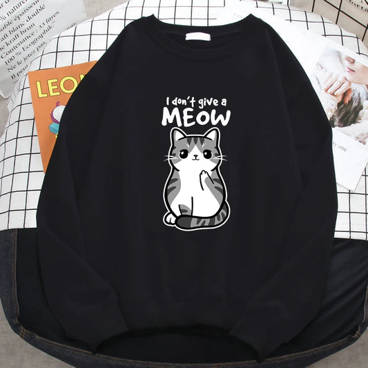 Women’s Funny Cat Sweatshirt – “I Don’t Give A Meow”
