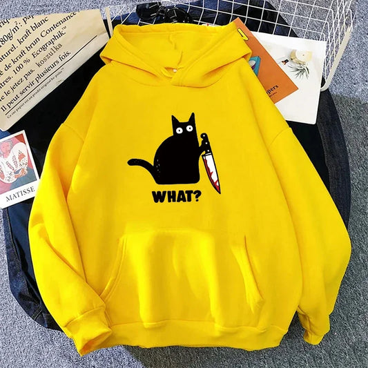 Cute Cat Print Hoodie for Woman