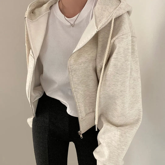 Casual Hood Sweatshirt Women Y2K Zip Up Hoodies