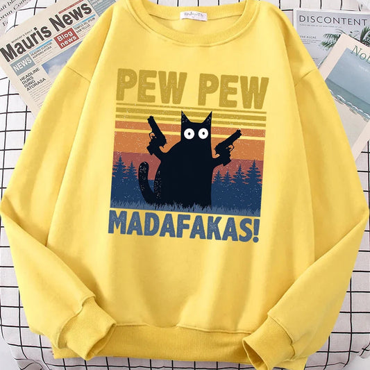 Cartoons Cat Pew Pew Madafakas Funny Hoodies