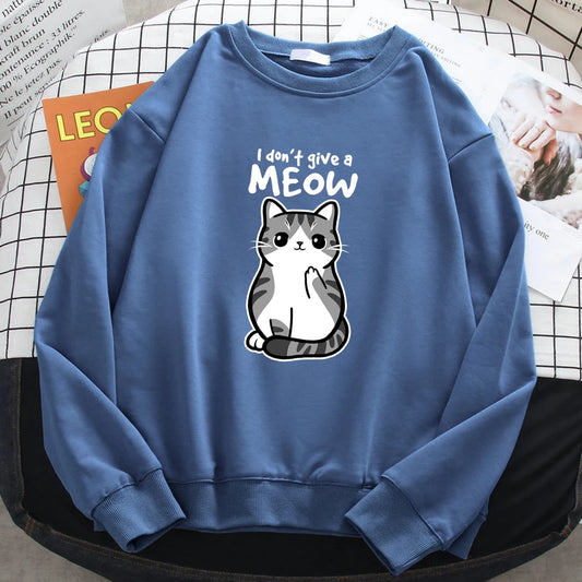 Women’s Funny Cat Sweatshirt – “I Don’t Give A Meow”