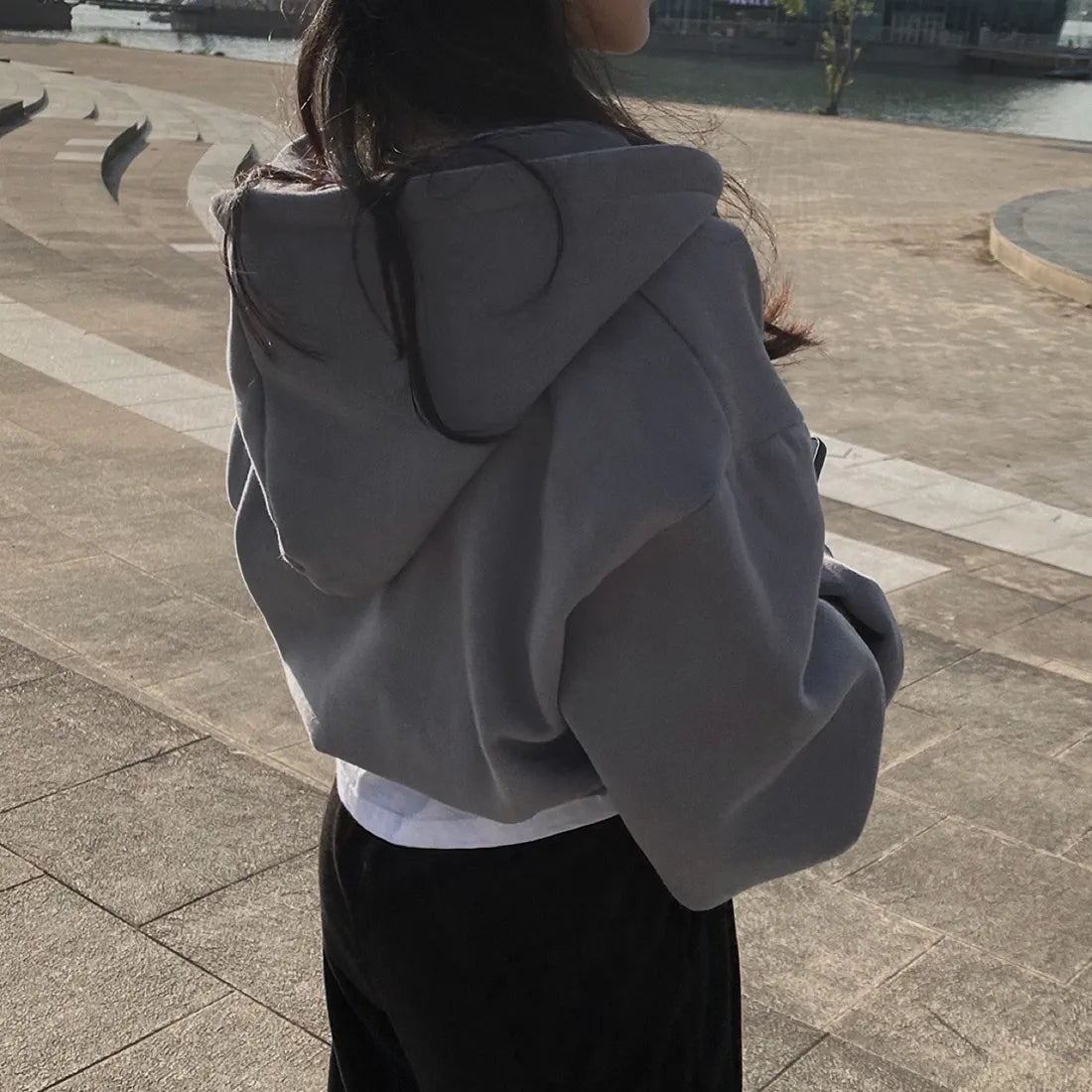 Casual Hood Sweatshirt Women Y2K Zip Up Hoodies