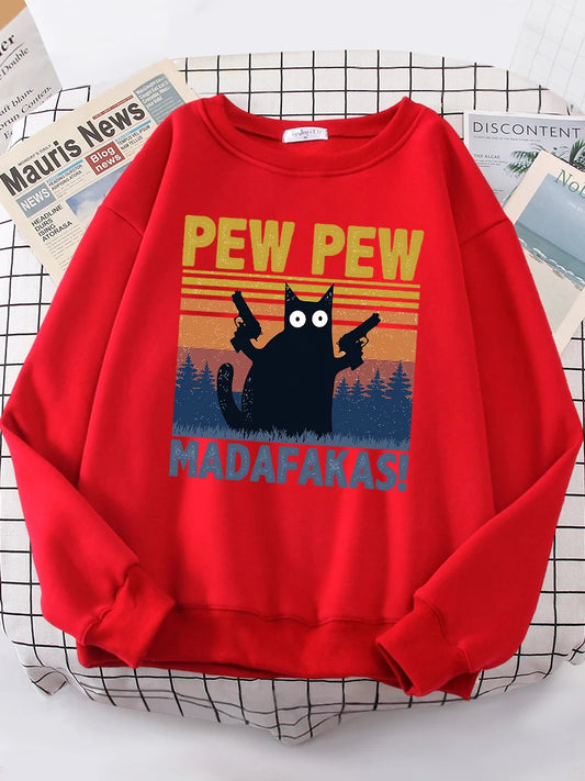 Cartoons Cat Pew Pew Madafakas Funny Hoodies