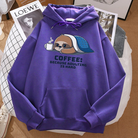 Coffee Because Adulting Is Hard Cute Sloth Man Hoodie