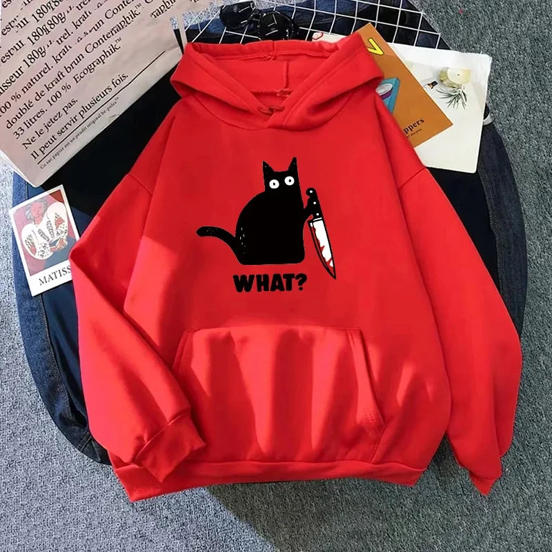 Cute Cat Print Hoodie for Woman