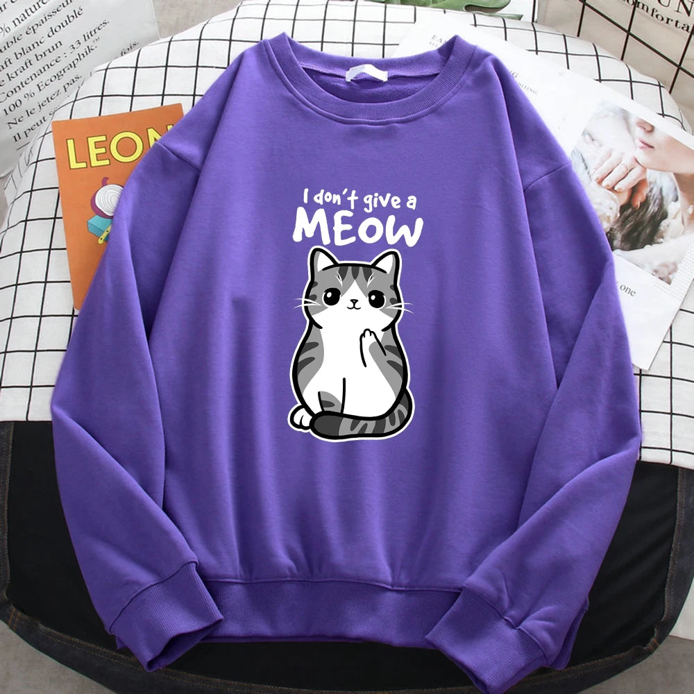 Women’s Funny Cat Sweatshirt – “I Don’t Give A Meow”