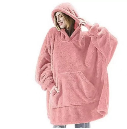 Hoodie Sweatshirt With Fleece Thicker Wearable Blanket