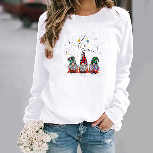 Christmas Tree Print Hoodless Round Neck Sweatshirt