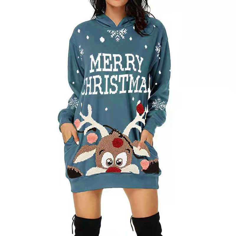 Christmas Women's Hooded Long Sleeve Sweatshirt