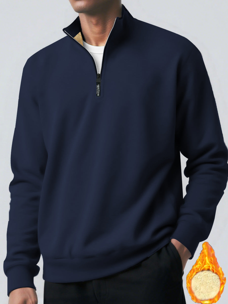Hoody Placket Zipper Design Solid Color Turtleneck Coat